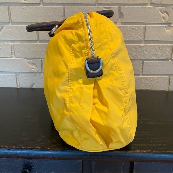 LIEBESKIND Berlin Yellow Adriana Large Nylon Leather Bag Sporty Satchel Purse - Picture 3 of 13